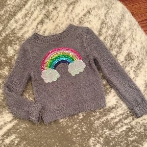 5/$25 Girls Sequin Rainbow Shaggy Sweater